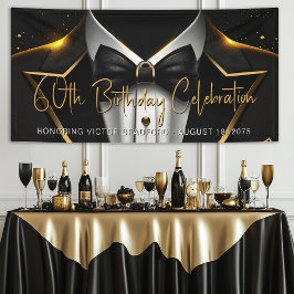 Mens Black Gold Geburtstagsparty Banner