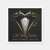 Mens Black Gold Geburtstagsparty Serviette (Vorderseite)