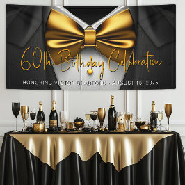 Mens Black Gold Tuxedo Geburtstagsparty Banner