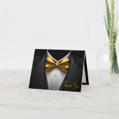 Mens Black Gold Tuxedo Geburtstagsparty Dankeskarte (Vorderseite)