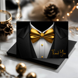 Mens Black Gold Tuxedo Geburtstagsparty Dankeskarte