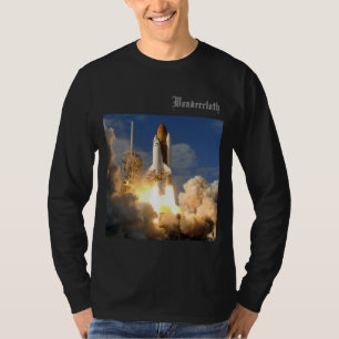 Mens Black Nasa T - Shirt mit beidseitiger Druckse