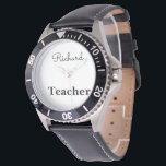 Mens Black Teacher Individuelle Name Armbanduhr<br><div class="desc">Perfektes Geschenk für Lehrer mit einzigartigem schwarzen Gesicht.</div>