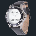 Mens Black Teacher Individuelle Name Armbanduhr<br><div class="desc">Perfektes Geschenk für Lehrer mit einzigartigem schwarzen Gesicht.</div>