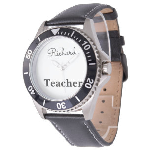 Mens Black Teacher Individuelle Name Armbanduhr