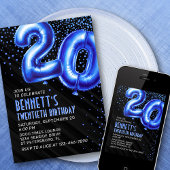 Mens Blue 20. Geburtstag Einladung