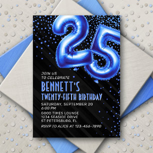 Mens Blue 25. Geburtstag Einladung