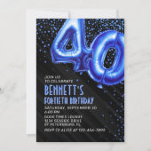 Mens Blue 40. Geburtstag Einladung (Vorderseite)