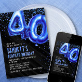 Mens Blue 40. Geburtstag Einladung