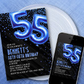 Mens Blue 55. Geburtstag Einladung