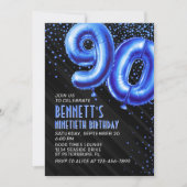 Mens Blue 90. Geburtstag Einladung (Vorderseite)