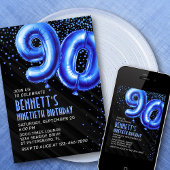Mens Blue 90. Geburtstag Einladung