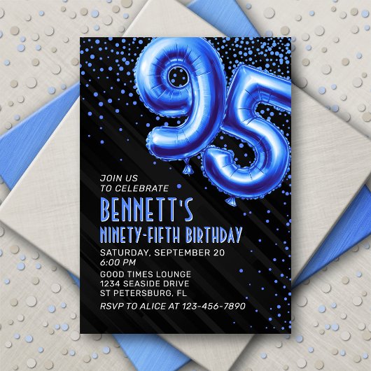 Mens Blue 95. Geburtstag Einladung
