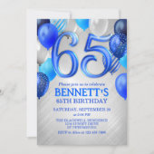 Mens Blue Birthday Einladung (Vorderseite)