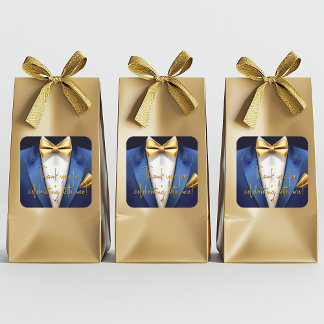 Mens Blue Gold Geburtstagsparty Quadratischer Aufkleber