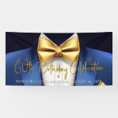 Mens Blue Gold Tuxedo Geburtstagsparty Banner (Horizontal)