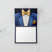 Mens Blue Gold Tuxedo Geburtstagsparty Dankeskarte (Innenseite)