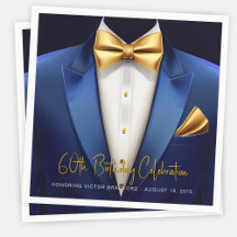 Mens Blue Gold Tuxedo Geburtstagsparty