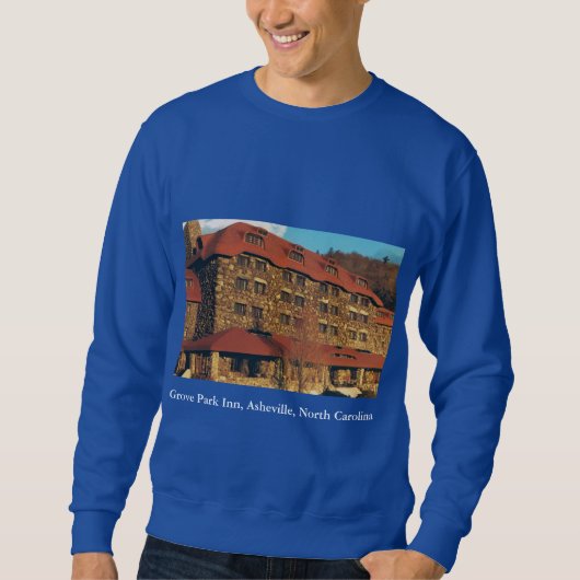 Men's Blue Sweatshirt mit Grove Park Inn Foto (Vorderseite)