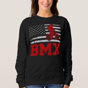 Mens Bmx Biking Retro Stil American Flag Flag Flag Sweatshirt