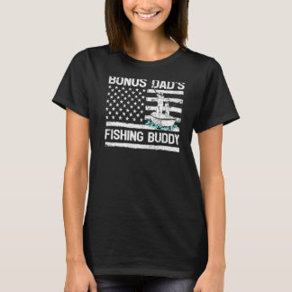 Mens Bonus Vaters Fishing Buddy American Flag Fish T-Shirt
