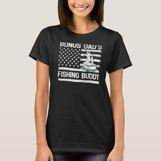 Mens Bonus Vaters Fishing Buddy American Flag Fish T-Shirt (Vorderseite)