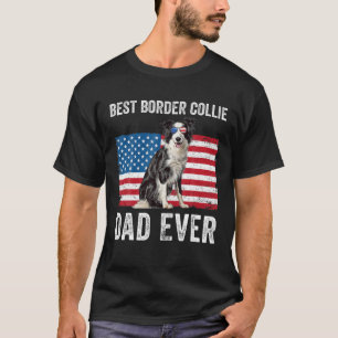 Mens Border Collie Vater American Flag Hund Lover  T-Shirt