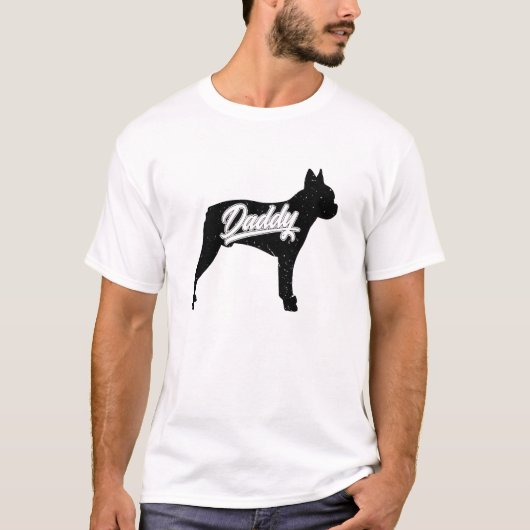 Mens Boston Terrier Daddy Owner Papa Väter von Bo T-Shirt (Vorderseite)