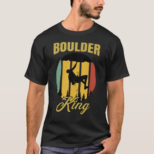Mens Boulder King Retro Kletterrocks Bouldering T-Shirt (Vorderseite)