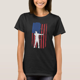 Mens Bow Junting American Flag Compound Bow Hunte T-Shirt