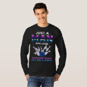 Mens Bowler Men Bowling Bowling Ball Button Bo T-Shirt (Vorne ganz)