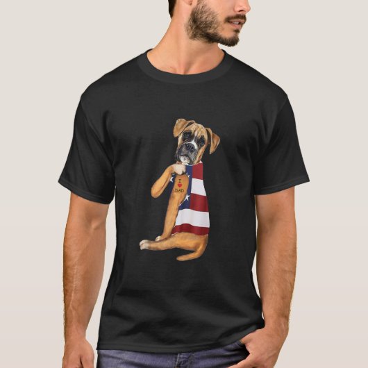 Mens Boxer Dog Tattoo I Liebe Vater  T-Shirt (Vorderseite)