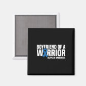 Mens Boyfriend of a Warrior Blue Ribbon Alopezie A Magnet (Vorderseite/Rückseite)