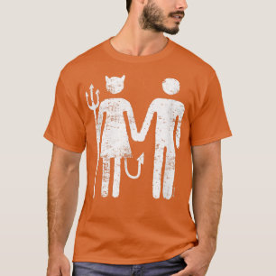 Mens Bräutigam Freund Freundin Sie Teufel Ma T-Shirt