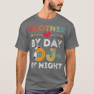 Mens Brother By Day DJ By Night Retro Vintage Deej T-Shirt
