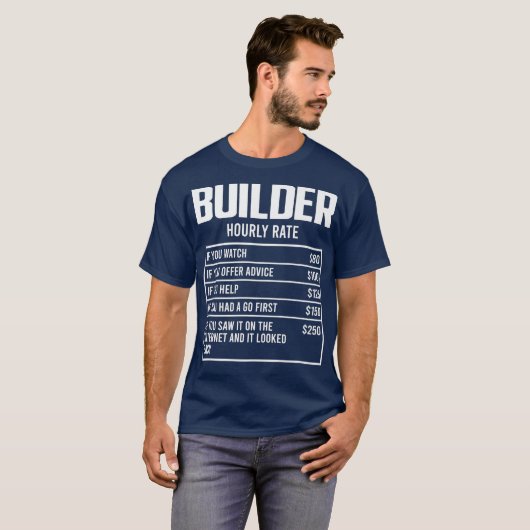 Mens Builder Stundenrate Funny Gift Construction T-Shirt (Vorne ganz)