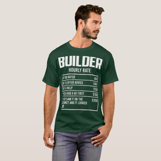 Mens Builder Stundenrate Funny Gift Construction T-Shirt (Vorne ganz)