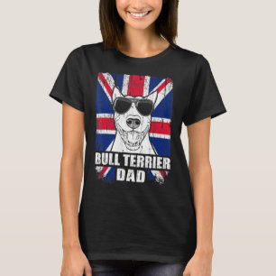 Mens Bull Terrier Vater Coole britische Flagge Vin T-Shirt