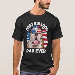Mens Bulldog Vater American Flag English Bulldog D T-Shirt