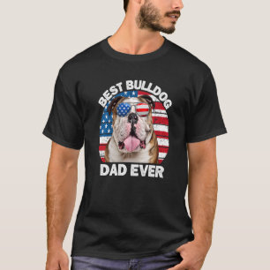 Mens Bulldog Vater American Flag English Bulldog D T-Shirt