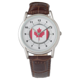 Men's Canada Flag Classic Brown Leather Watch Armbanduhr