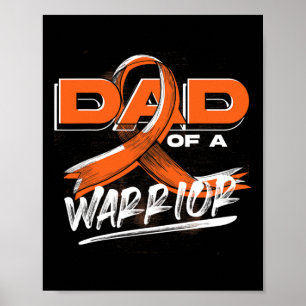 Mens Cancer Warrior Orange Ribbon Vater Leukemia A Poster