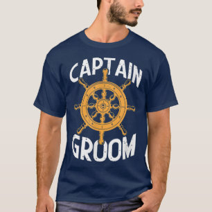 Mens Captain Groom Nautical Beach Cruise Wedge B T-Shirt