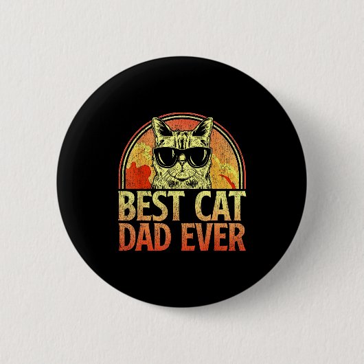 Mens Cat Dad Ever Funny Cat Dad Shirt Father's Day Button (Vorderseite)