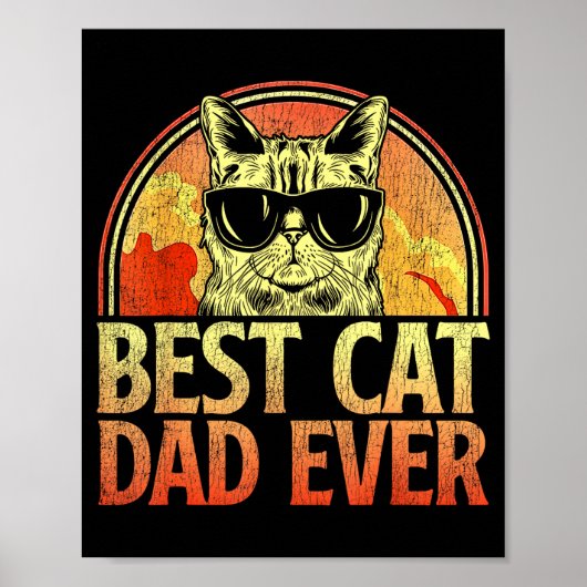 Mens Cat Dad Ever Funny Cat Dad Shirt Father's Day Poster (Vorne)