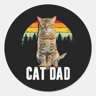 Mens Cat Vater Bengalisch Katze Niedlich Kätzchen  Runder Aufkleber