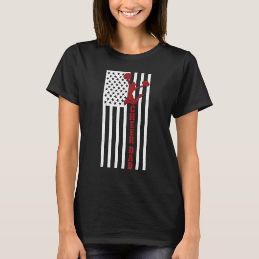 Mens Cheer Dad US Flag Cheerleading Father Of A Ch T-Shirt (Vorderseite)