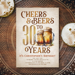 Mens Cheers & Beers Funny 30. Geburtstag Einladung