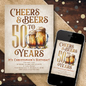 Mens Cheers & Beers Funny 50. Geburtstag Einladung
