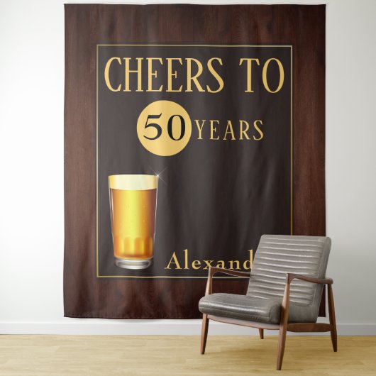 Mens Cheers to 50 Years Fab Birthday Tapestry Wandteppich (Beispiel)